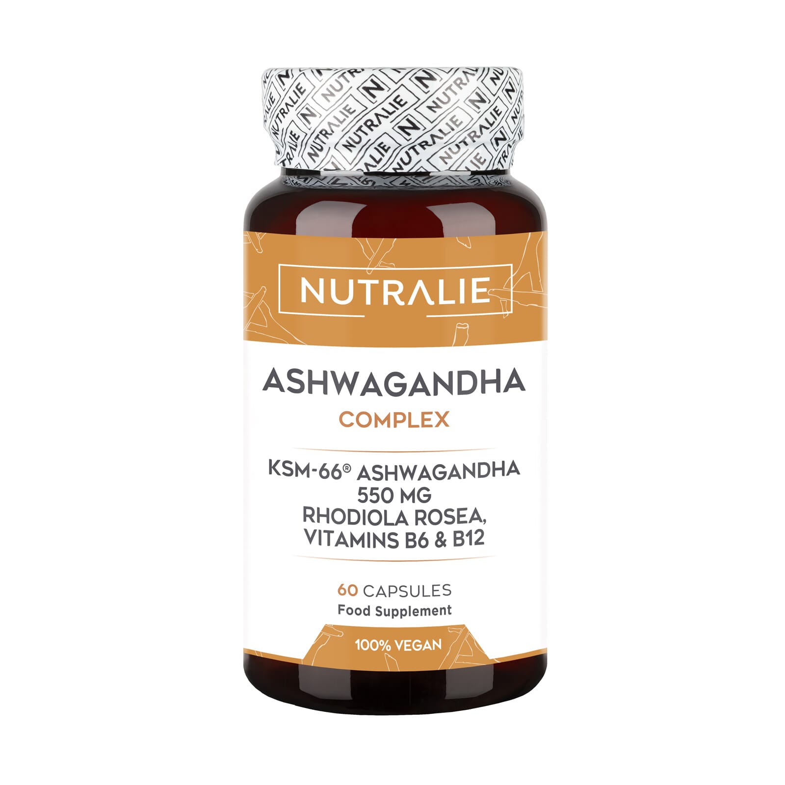 Ashwagandha KSM-66 + Rodiola + B6 + B12 Ansiedad 60 Caps