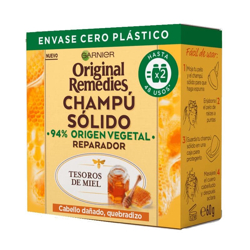 Original Remedies Tesoros de Miel Champú Sólido Reparador 60g