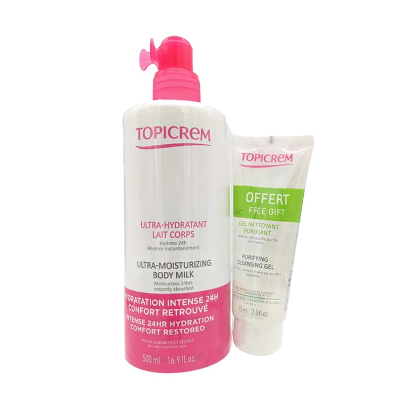 Topicrem Lait de Corps Hydratant 500 ml + Cleansing Gel 75 ml
