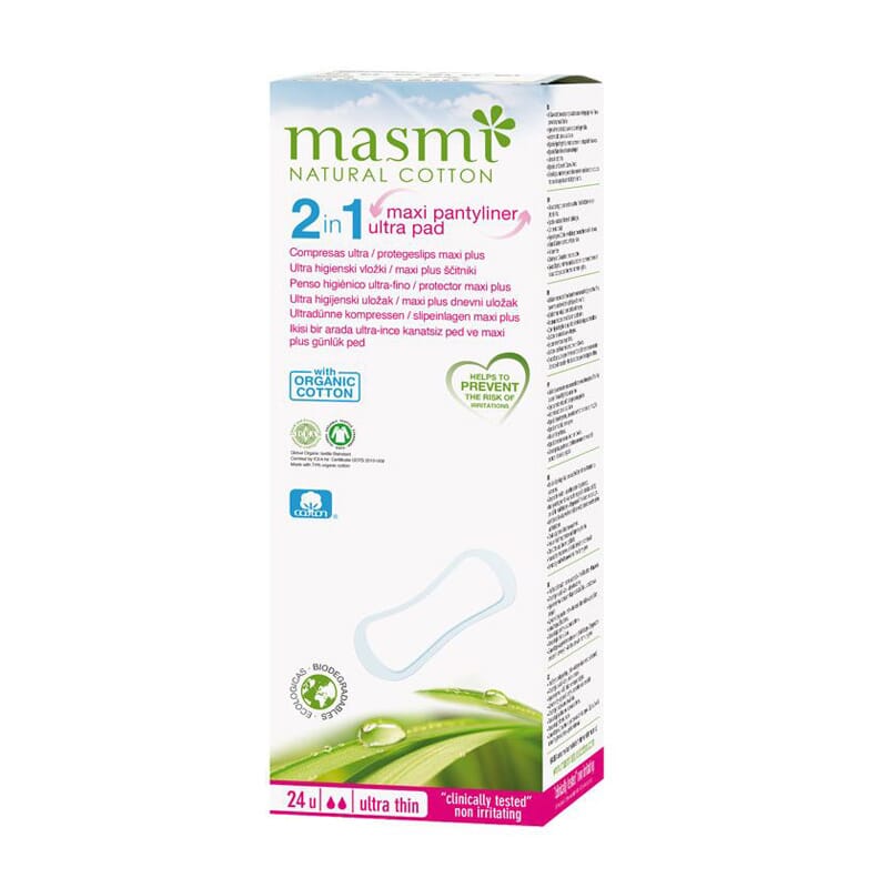 2 En 1 Protegeslips Maxi Plus Compresa Ultrafinas Ecológicas 24 Uds