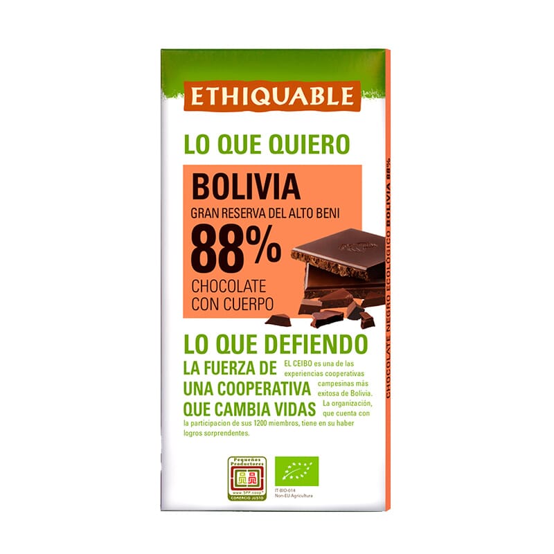 Donkere Chocolade Bolivia 88% Ecologisch 100g