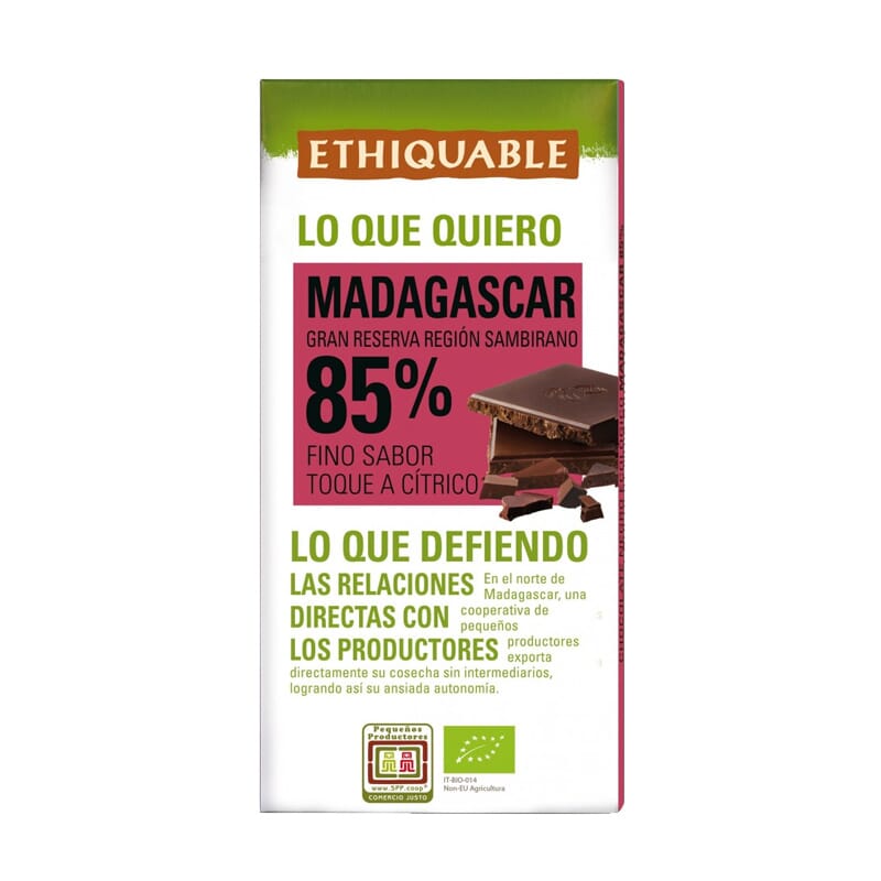 Donkere Chocolade Madagascar 85% Ecologisch 100g