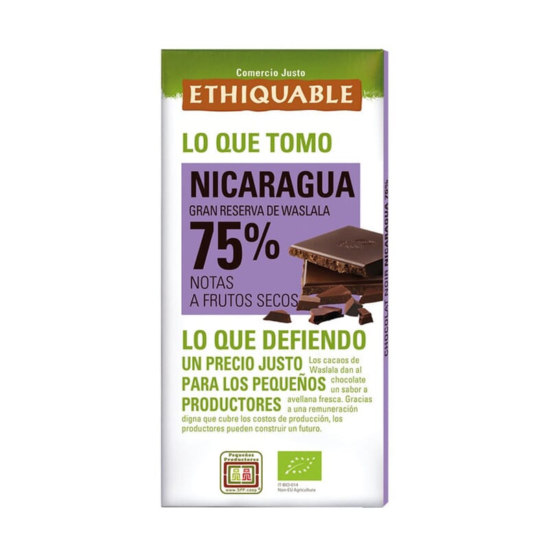 Chocolade Zwart Nicaragua 75% Ecologisch 100g
