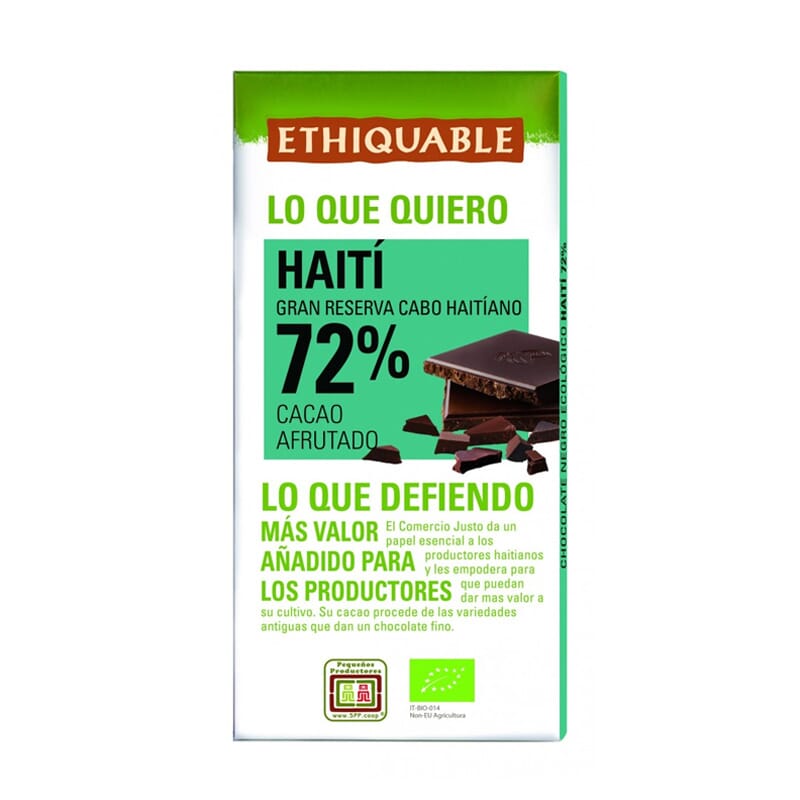 Zwarte Chocolade Haïti 72% Ecologisch 100g