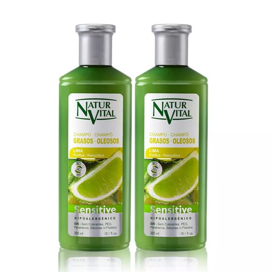 Shampooing Sensitive Cheveux Gras 2 Unités 300 ml de Natur Vital