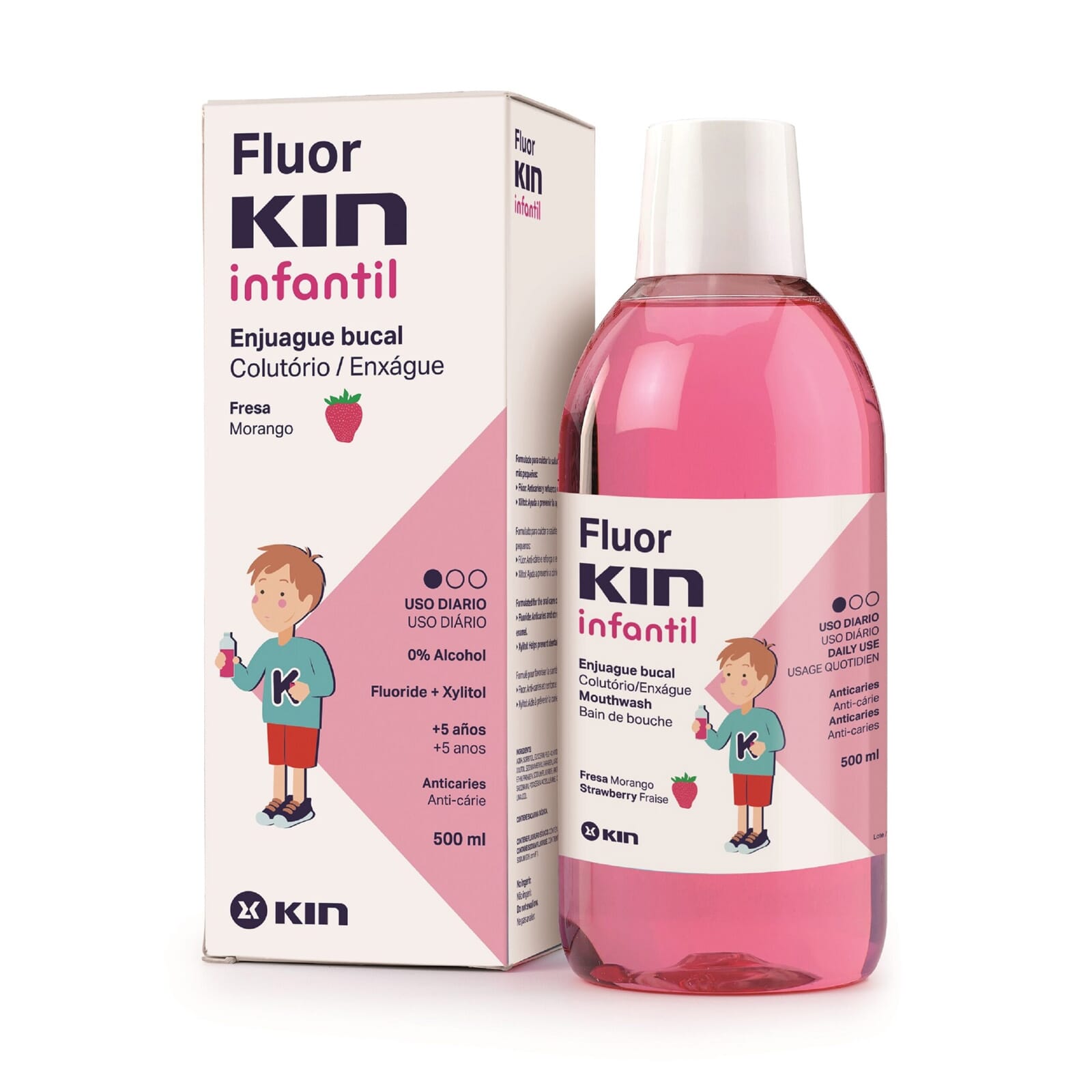 Fluor Kin Infantil Enjuague Bucal Fresa 500 ml