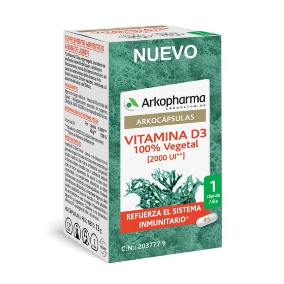 Arkogélules Vitamine D3 100% Végétal 45 Gélules de Arkopharma