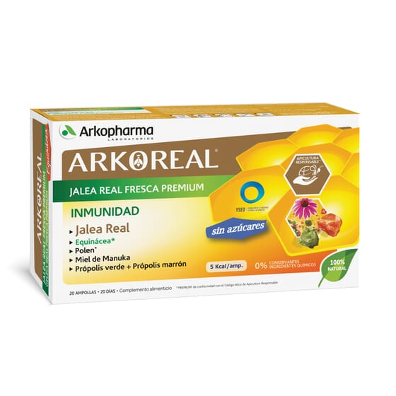 Arkoreal Geleia Real Imunidade Sem Açúcar 15 ml 20 Ampolas da Arkopharma