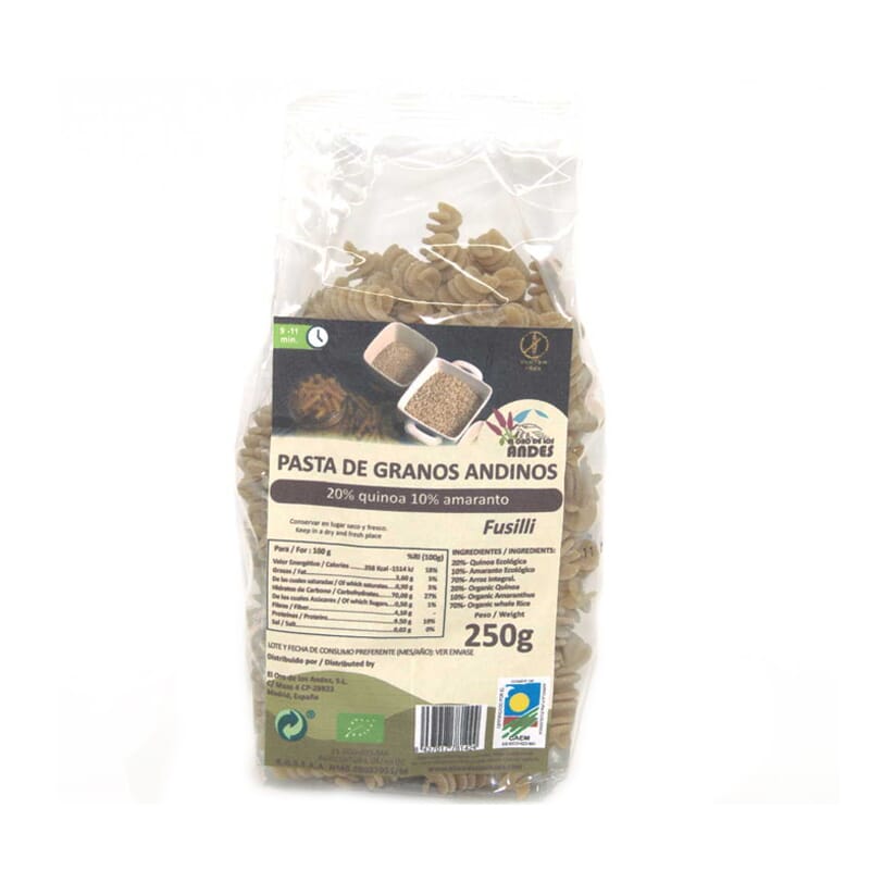 Fusilli De Arroz Integral, Quinoa, Amaranto 250g