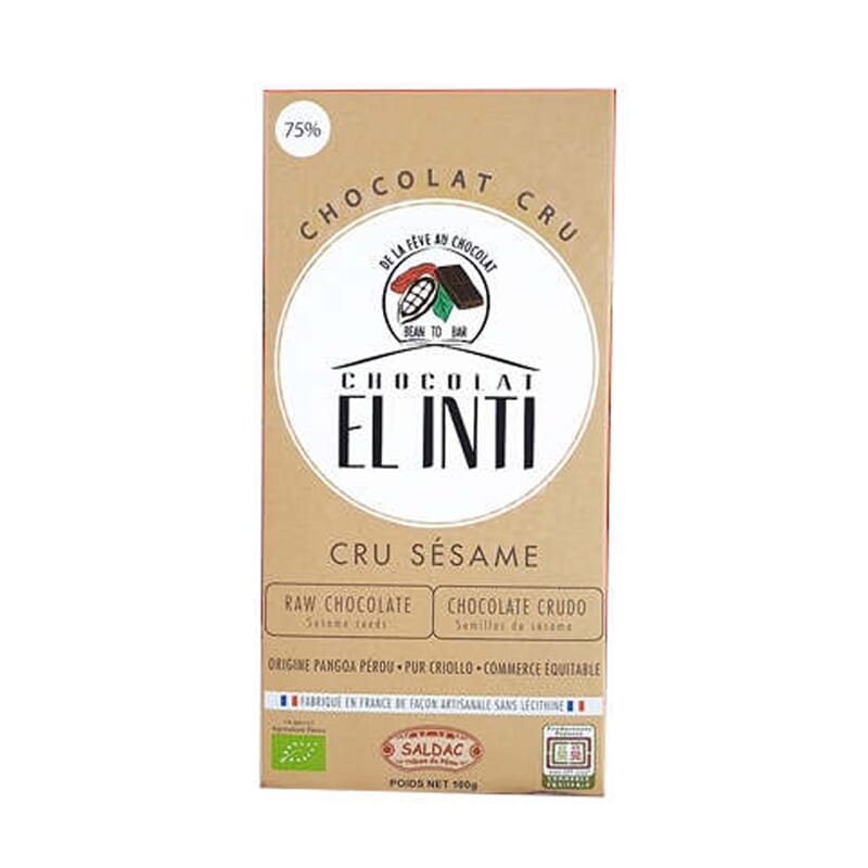 Chocolate Crudo 75% Con Semillas De Sésamo 100g