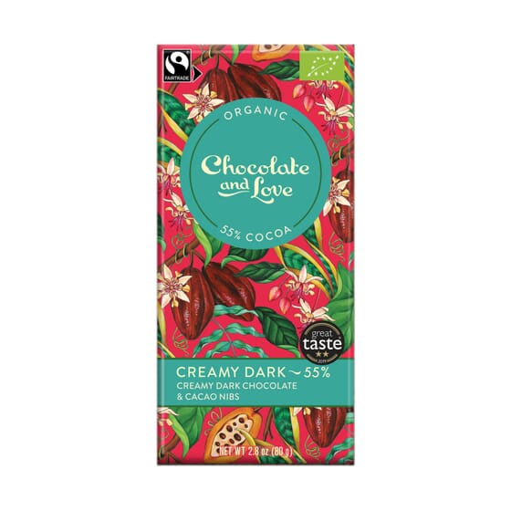 Chocolate Negro Cremoso Y Nibs De Cacao 55% Eco 80g de Chocolate And Love