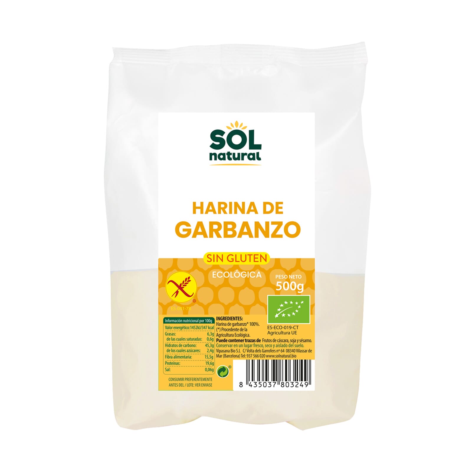 Harina De Garbanzo Sin Gluten Bio 500g