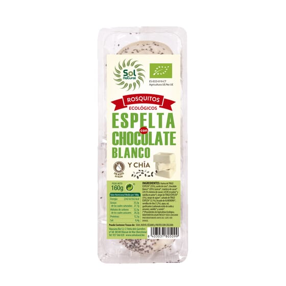 Ciambelline Farro con Cioccolato Bianco Bio 160g di Sol Natural