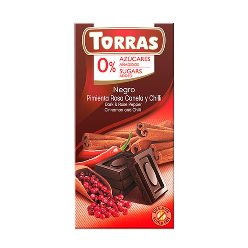 Chocolate Negro Con Pimienta Rosa Canela y Chili 75g