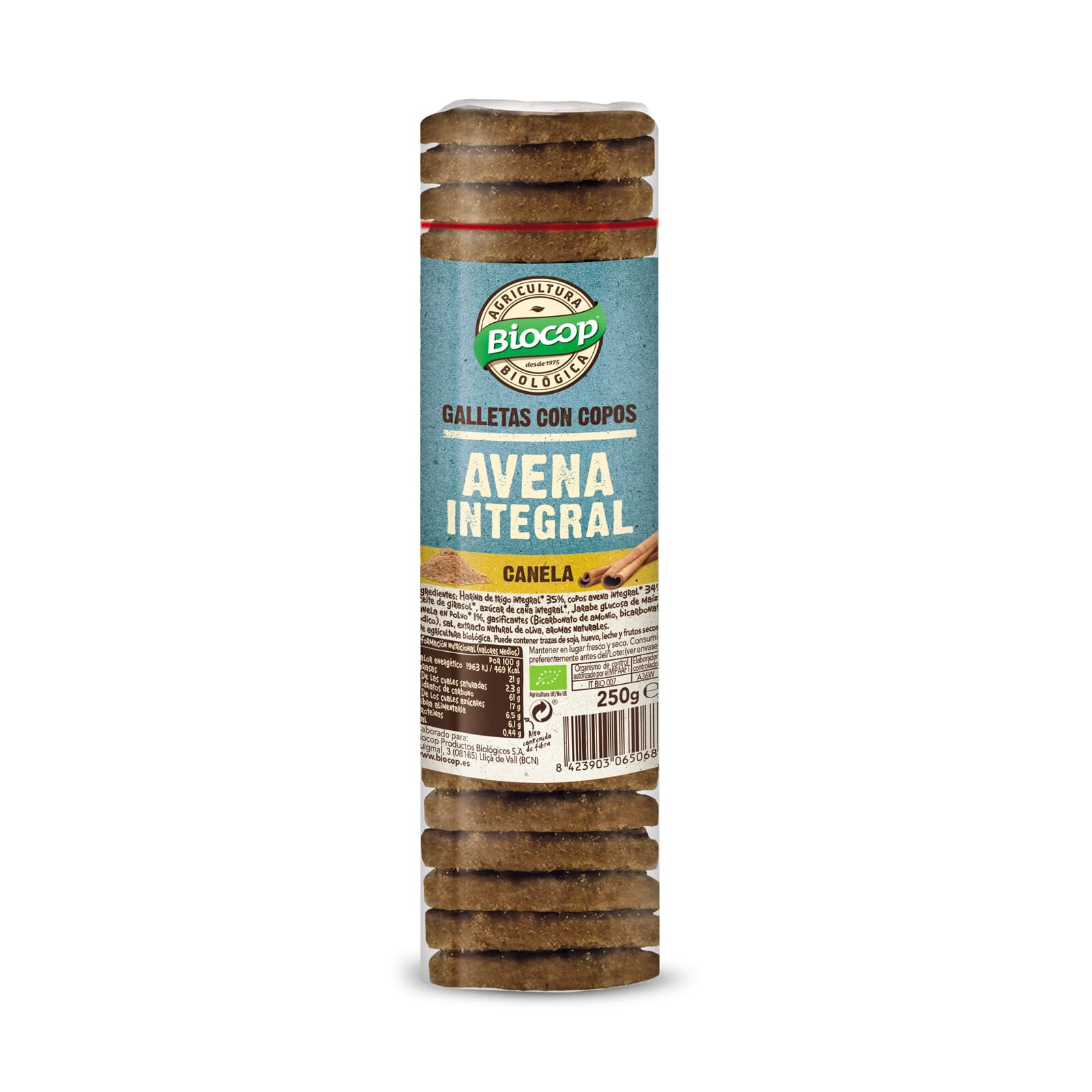 Galletas Copos De Avena Integral Y Canela 250g