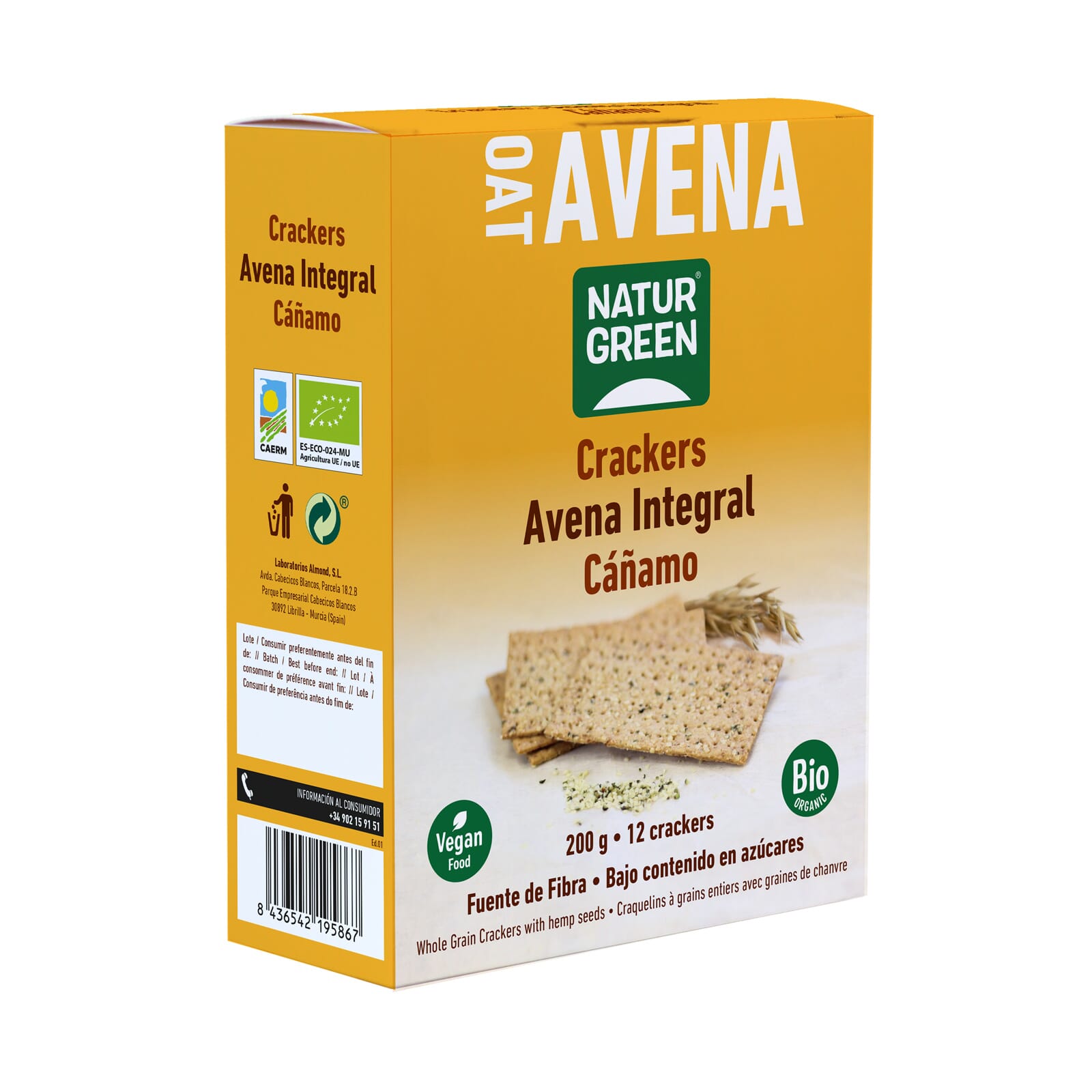 Crackers De Avena Integral Cañamo Bio 200g