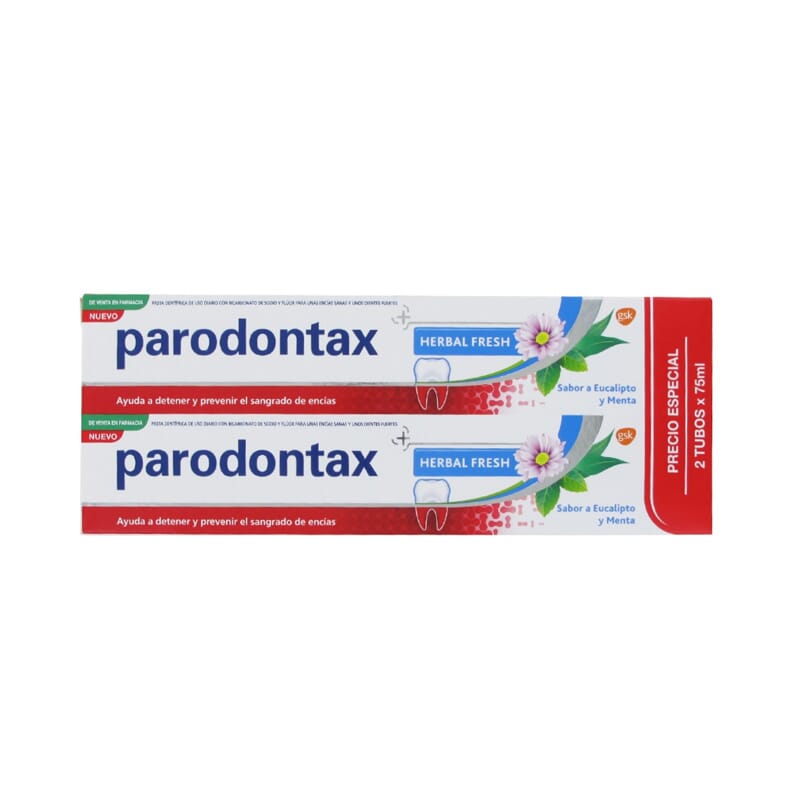 Paradontax Herbal Fresh Sabor Eucalipto Y Menta 2 Uds 75 ml