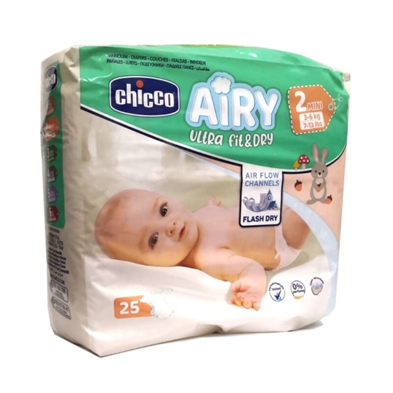 Pañales Airy Mini T-2 3-6 Kg 25 Uds