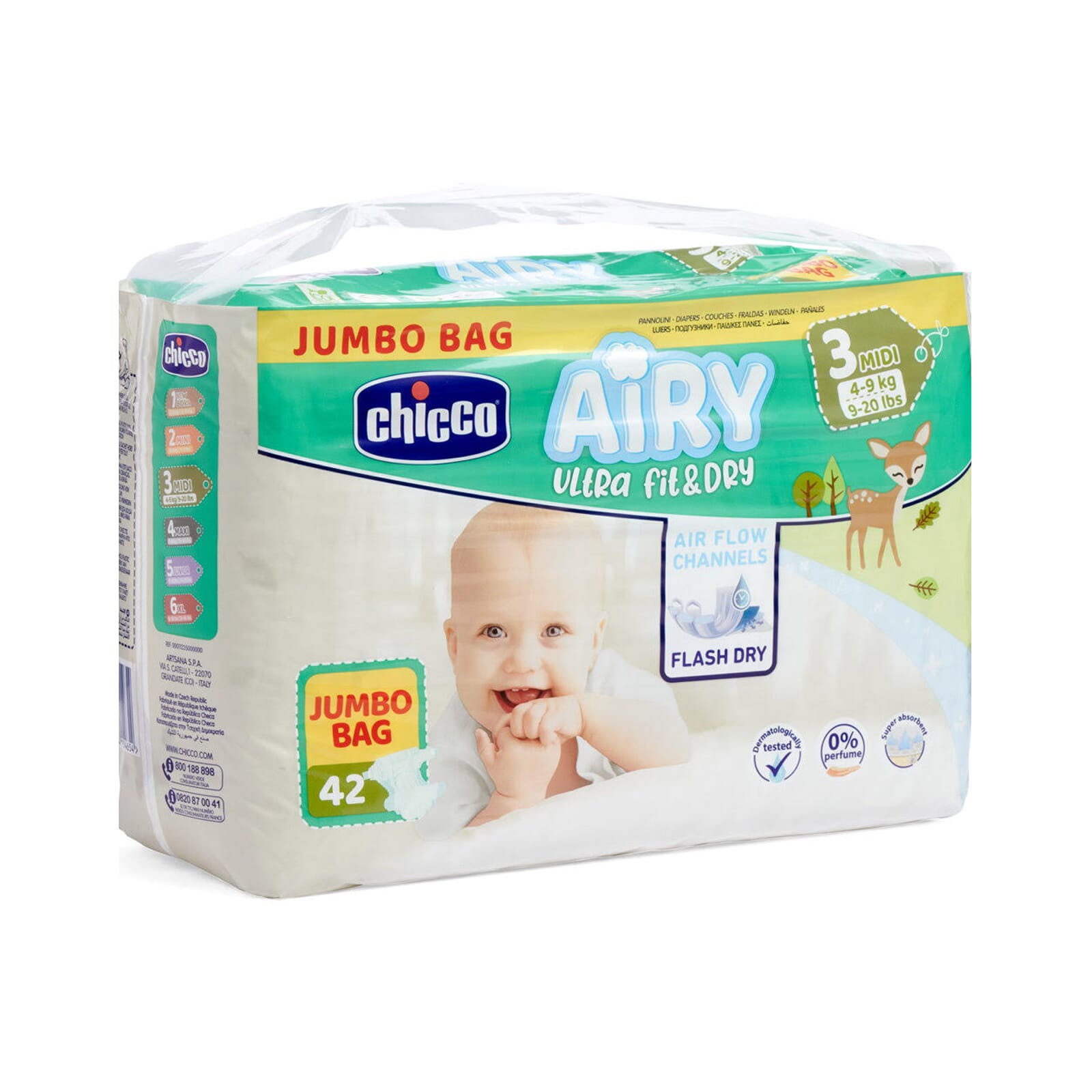 Pañales Airy Midi T-3 4-9 kg 42 Uds