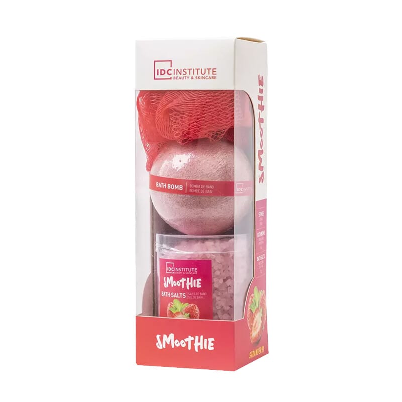 Smoothie Strawberry Set Sali Fragola 200 g + Bomba da Bagno + Spugna
