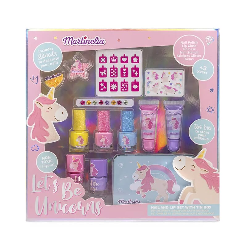 Unicorn Nail And Lip Set Tin Box Lote