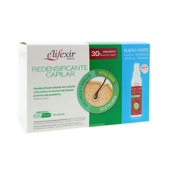 Esenciall Redensificante Capilar 60 Caps + Suero Forte 35 ml de Elifexir