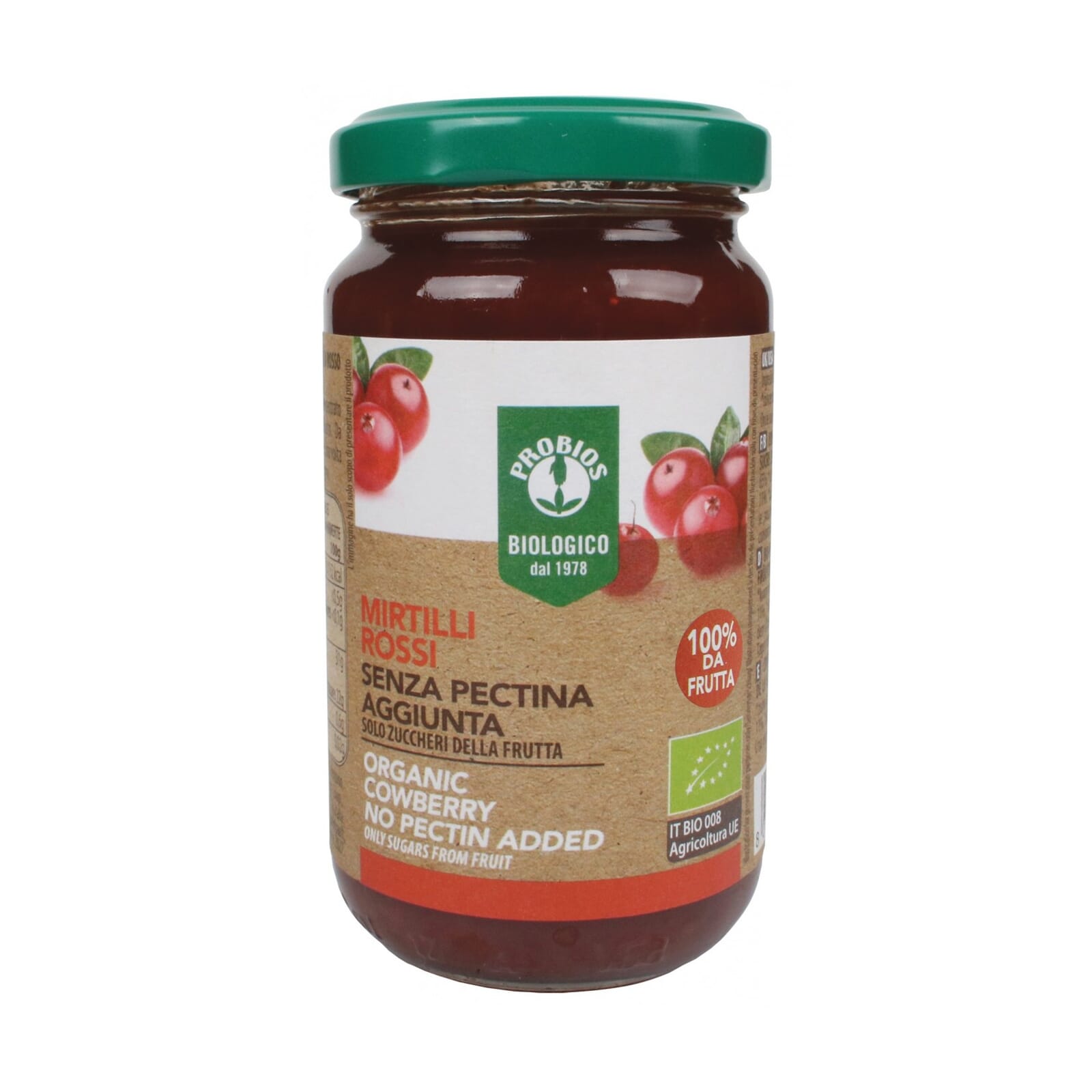 Compota De Mirtilos Vermelhos Bio 220g