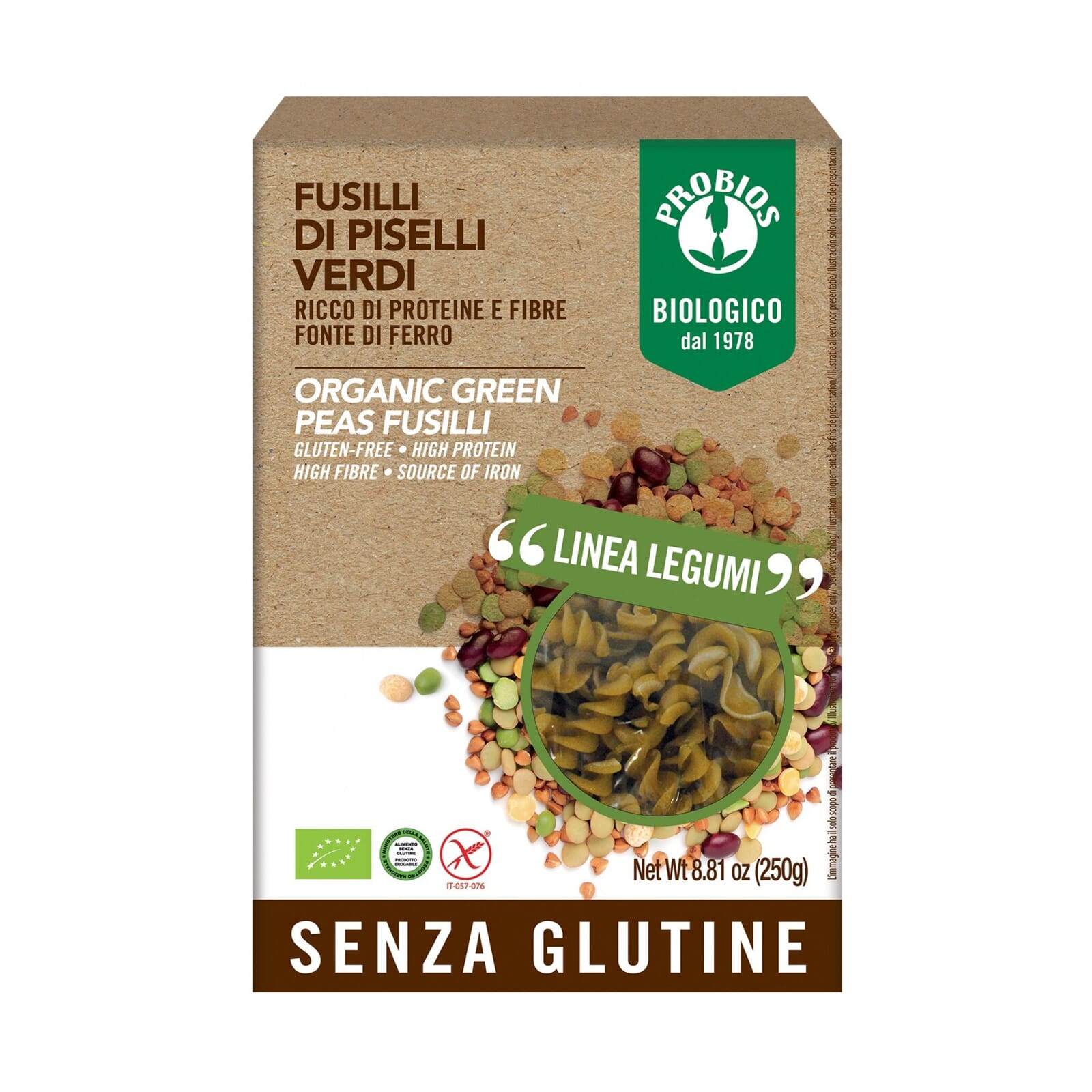 Fusilli De Guisantes Verdes Sin Gluten Bio 250g