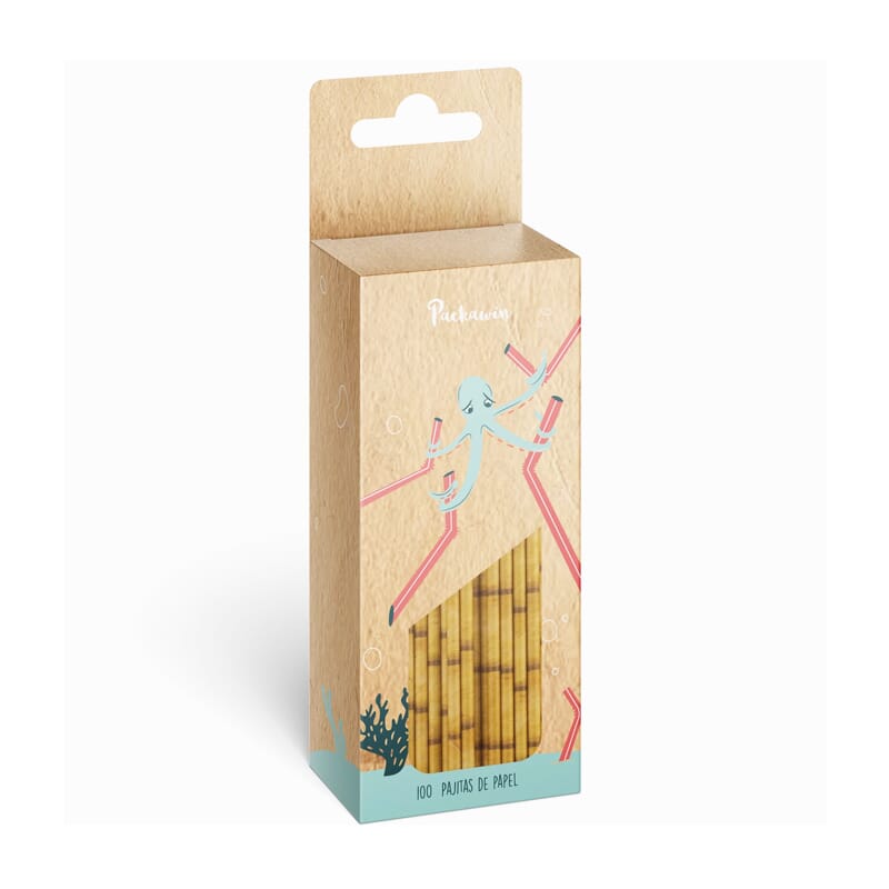 Pailles en Papier Style Bambou 100 Unités