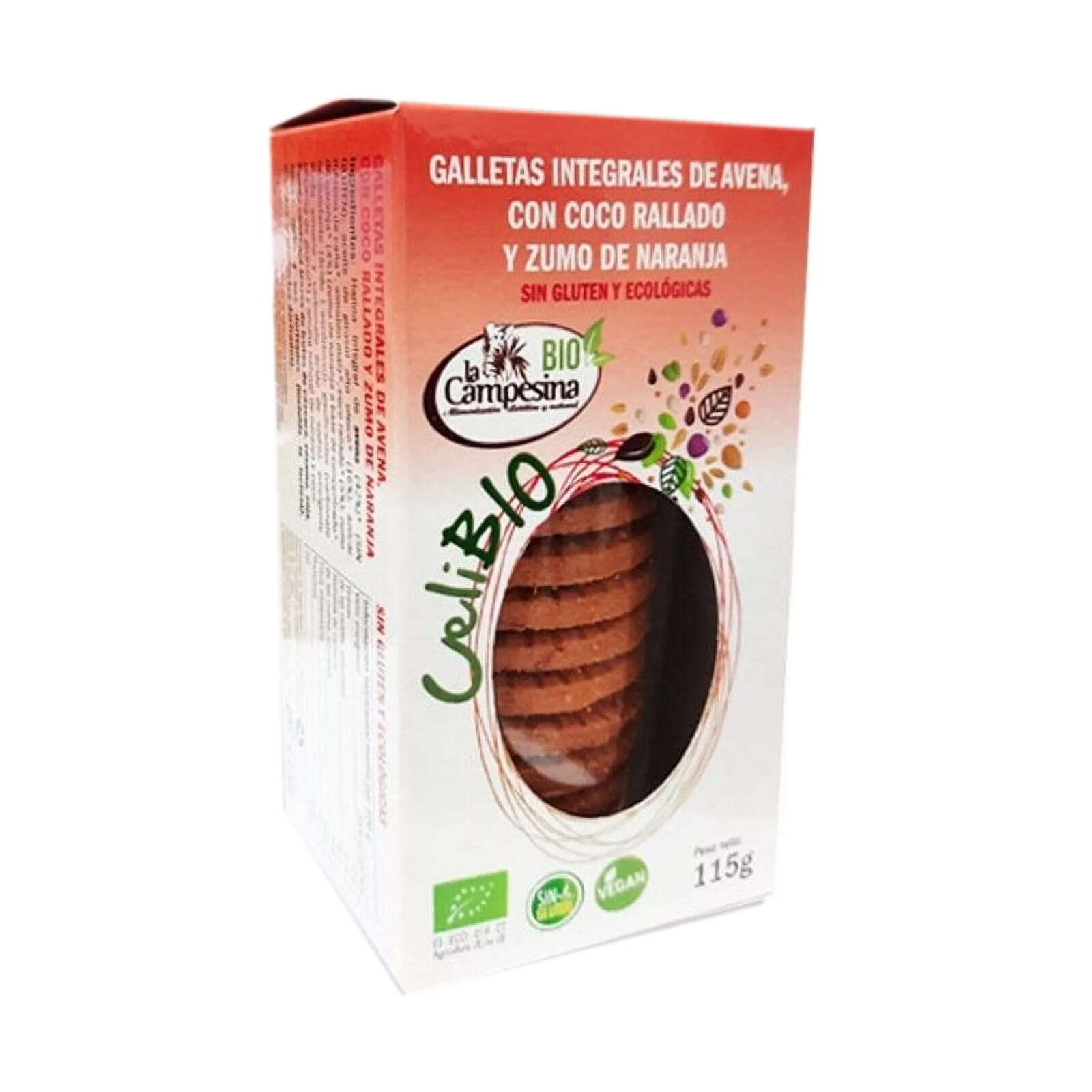 Celibio Bolachas Integrais De Aveia Coco E Sumo Laranja 115g