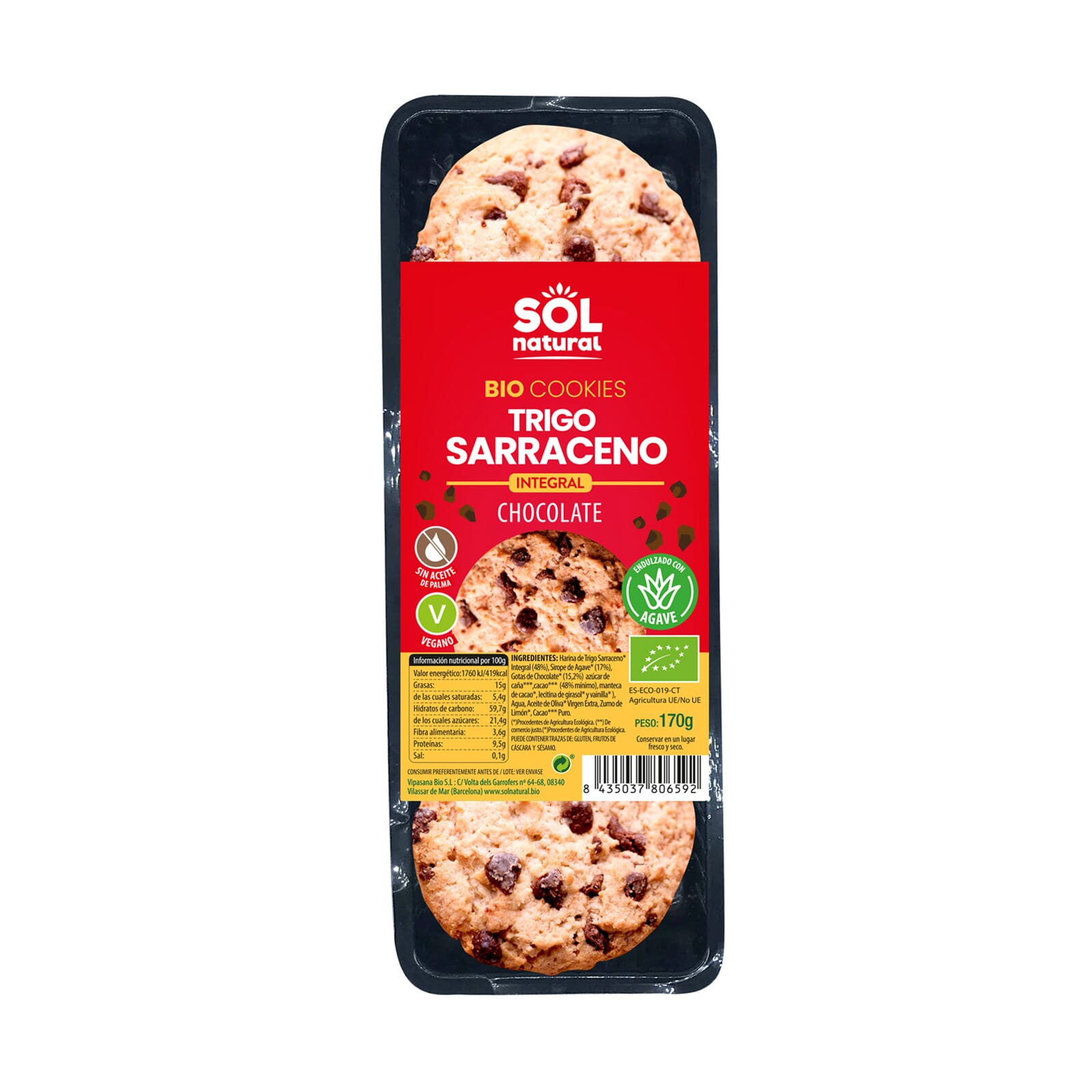 Cookies Trigo Sarraceno Integral Y Chocolate Bio 170g