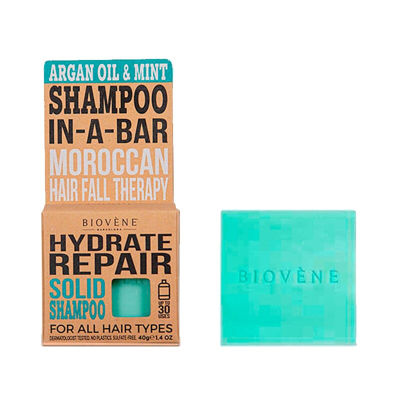 Champú Sólido Hidrata Y Repara Aceite De Argán Menta 40g