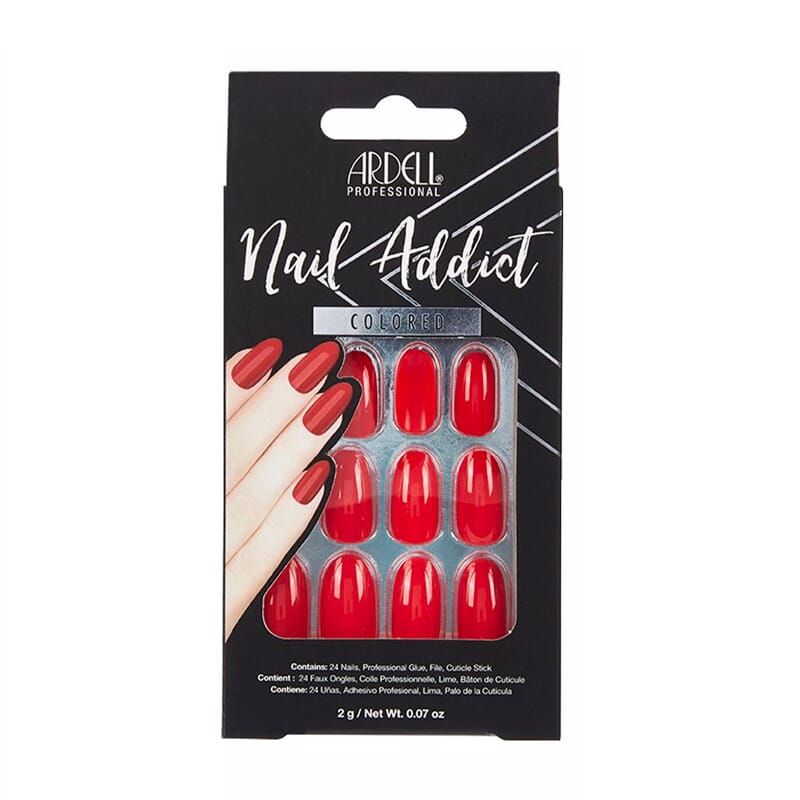 Nail Addict Colored Cherry Red 24 Uds