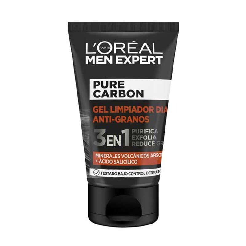 Men Expert Pure Charcoal Gel Limpiador Antigranos 3En1 100 ml