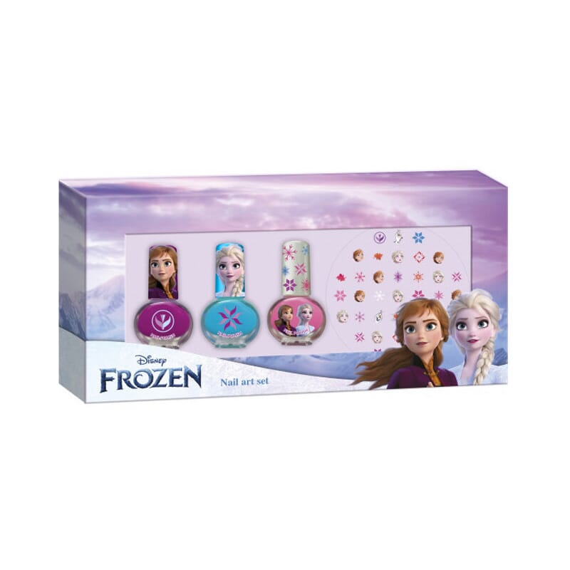 Frozen Set Uñas Lote 3 Esmaltes + Decoraciones Adhesivas