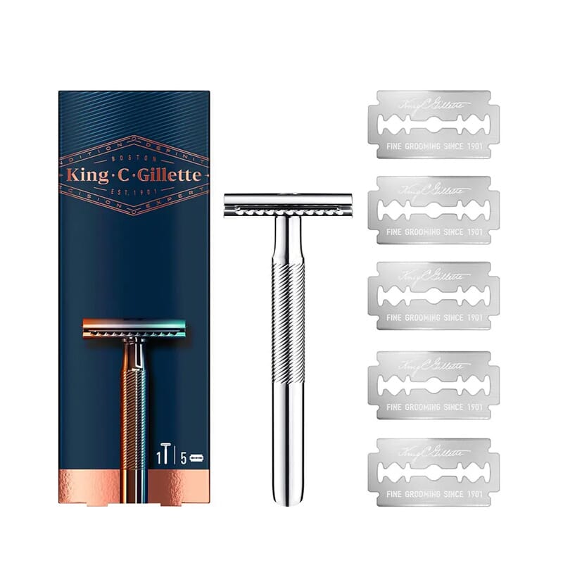 King C Gillette Máquina de Afeitar Doble Filo + 5 Recambios