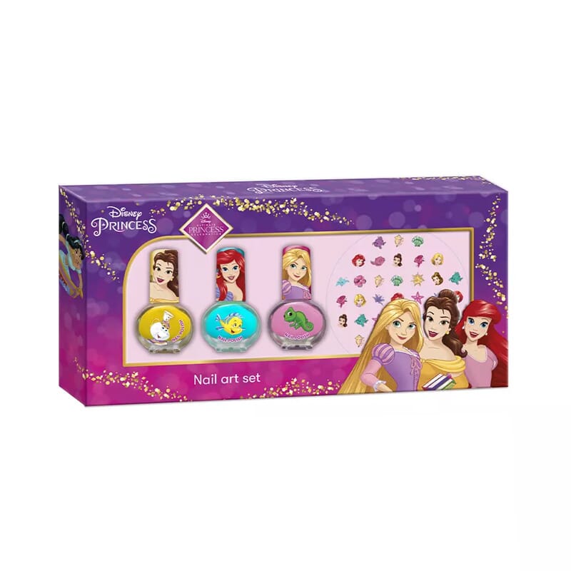 Princesas Disney Set Uñas Esmaltes 4 Piezas + Pegatinas