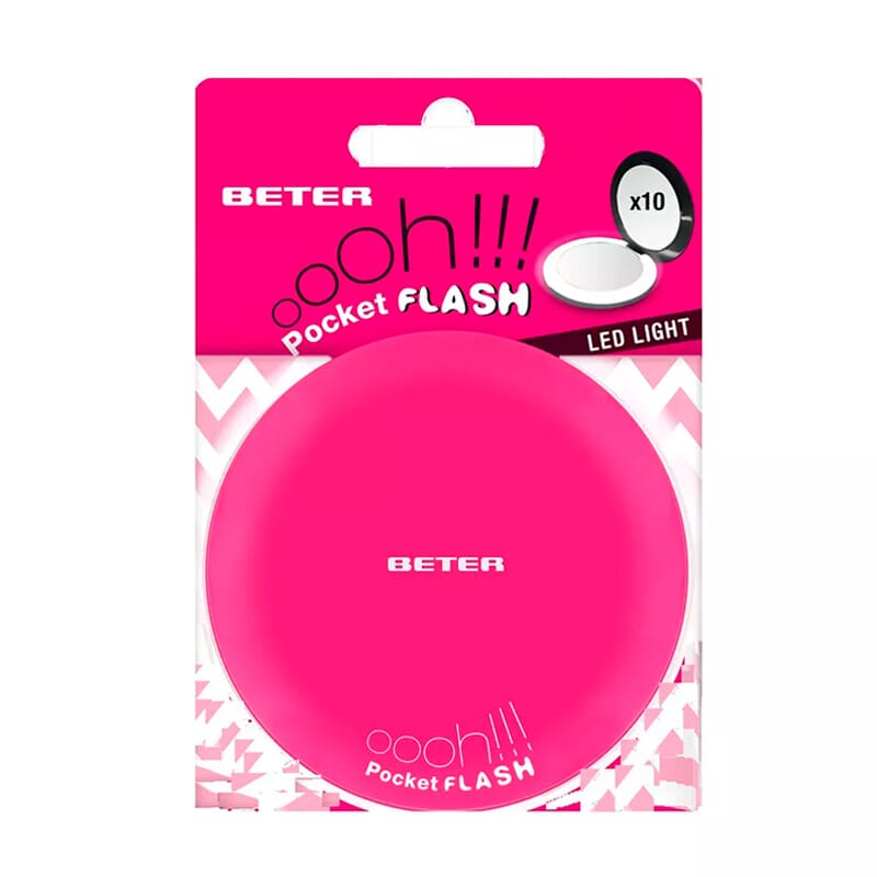 Espejo Ohh! Pocket Flash Con Luz Y Aumento x10 #Fucsia de Beter