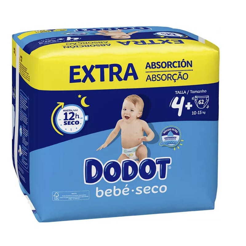 Dodot Bebé Seco Extra Absorción T-4 62 Uds