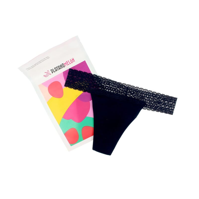 Kiwitas Tanga Encaje Braguitas Menstruales Negro