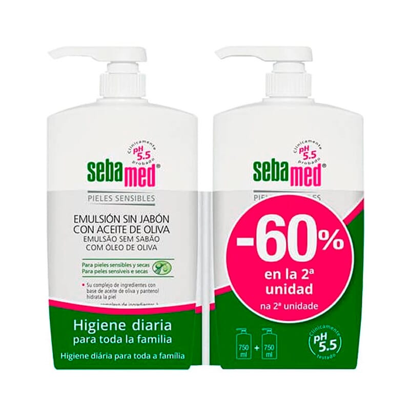 Sebamed Emulsión Sin Jabón Con Aceite De Oliva Lote 2 Uds 750 ml