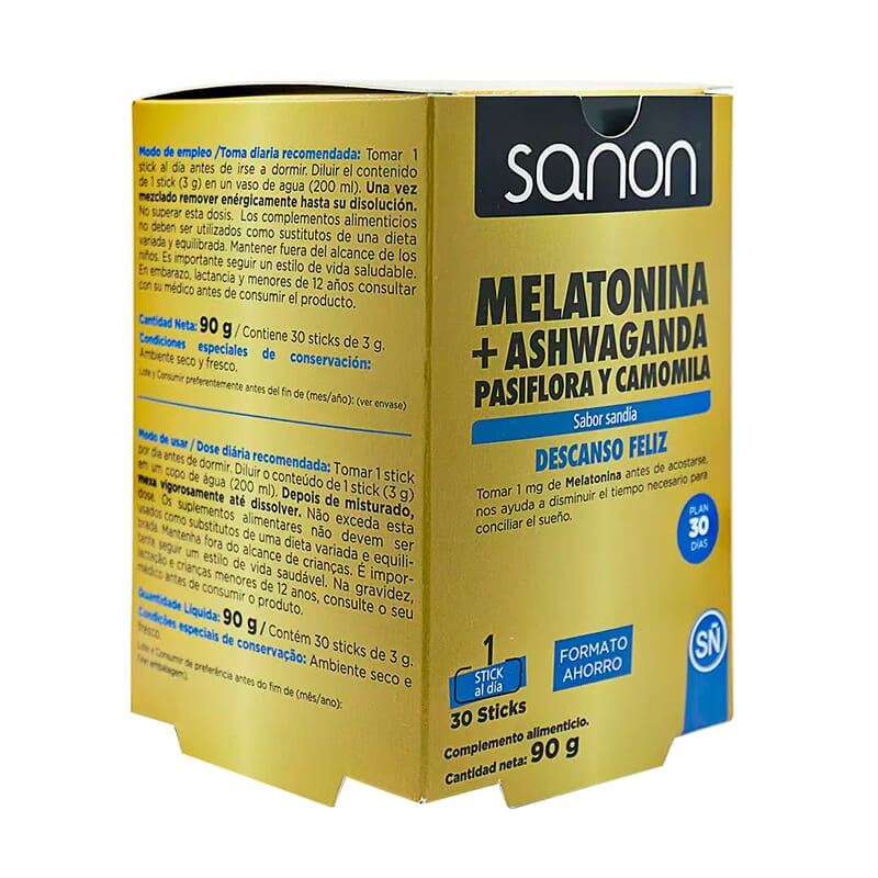 Sanon Melatonina + Ashwaganda - Passiflora E Camomila 30 Sticks