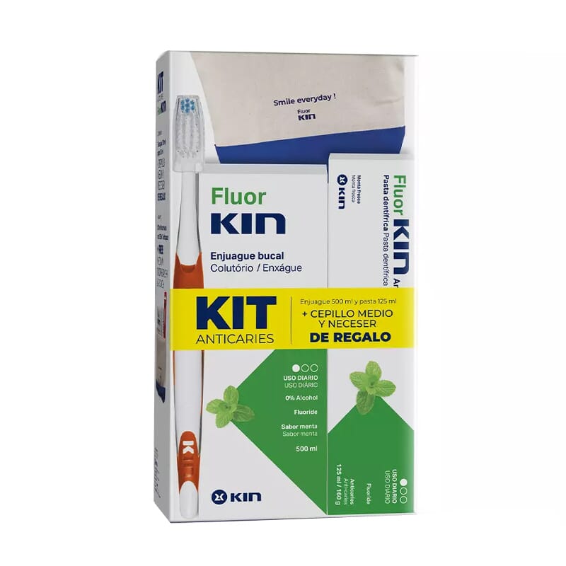Pack Anticaries Bain de Bouche 500 ml + Pâte + Brosse + Trousse