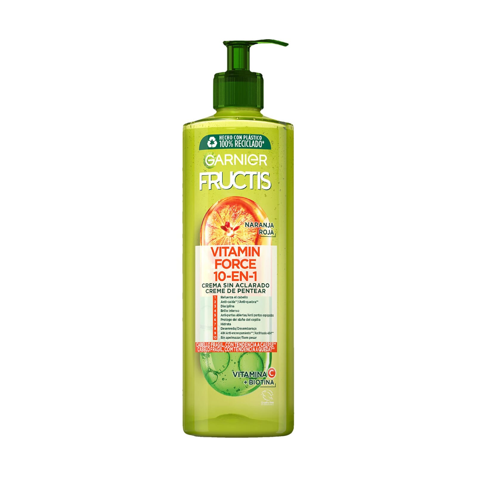 Fructis Vitamin Force 10 En 1 Crema Sin Aclarado Naranja Roja 400 ml