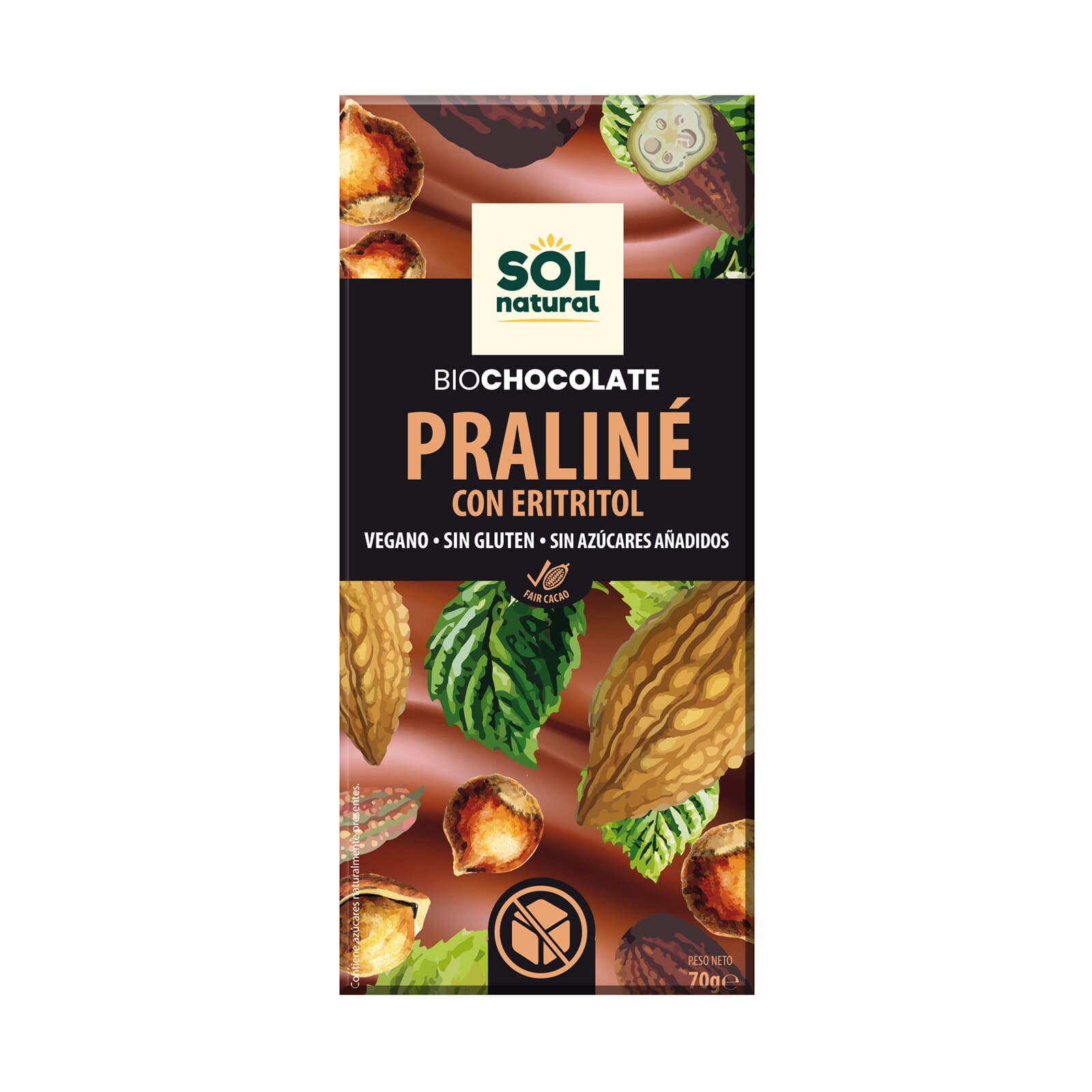 Tableta Chocolate Praliné Con Eritritol Bio 70g