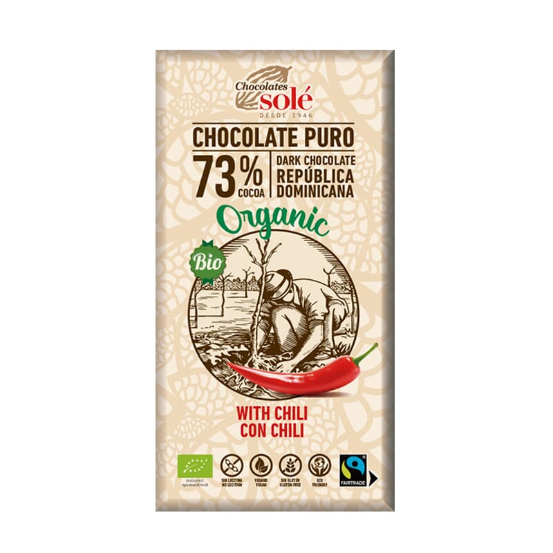 Chocolate Negro 73% Cacao Con Chili Bio 100g