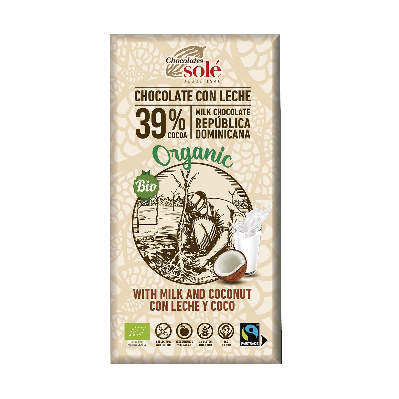 Chocolate Con Leche 39% Y Coco Bio 100g