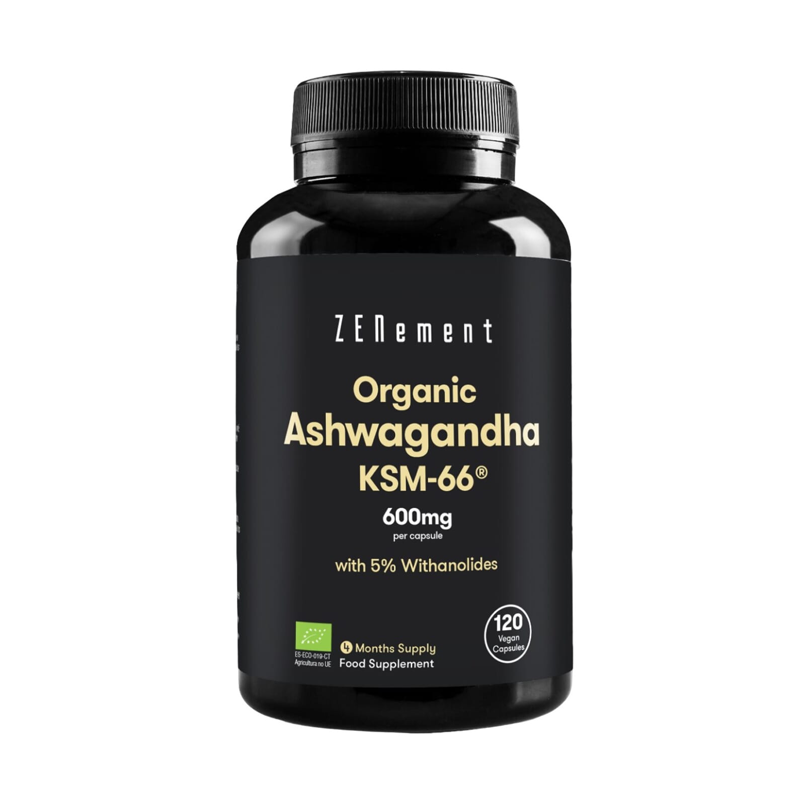 Extracto De Raíz de Ashwagandha Bio KSM-66 Vegano 120 Caps