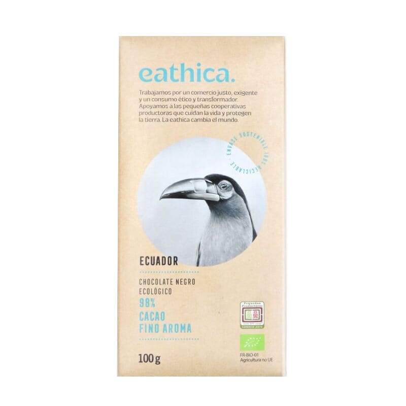 Chocolate Negro 98% Cacao Ecuador Bio 100g