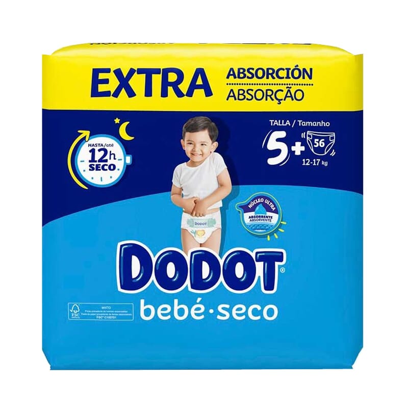 Dodot Bebé Seco Extra Absorción T-5+ 56 Uds